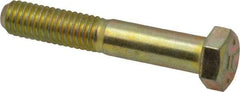 Value Collection - 3/8-16 UNC, 2-1/4" Length Under Head Hex Head Cap Screw - Partially Threaded, Grade 8 Alloy Steel, Zinc-Plated Finish, 9/16" Hex - USA Tool & Supply