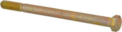Made in USA - 3/8-16 UNC, 5-1/4" Length Under Head Hex Head Cap Screw - Partially Threaded, Grade 8 Alloy Steel, Zinc-Plated Finish, 9/16" Hex - USA Tool & Supply