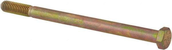 Value Collection - 3/8-16 UNC, 5-1/2" Length Under Head Hex Head Cap Screw - Partially Threaded, Grade 8 Alloy Steel, Zinc-Plated Finish, 9/16" Hex - USA Tool & Supply