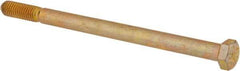 Made in USA - 3/8-16 UNC, 5-3/4" Length Under Head Hex Head Cap Screw - Partially Threaded, Grade 8 Alloy Steel, Zinc-Plated Finish, 9/16" Hex - USA Tool & Supply