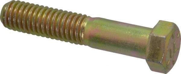 Value Collection - 7/16-14 UNC, 2-1/4" Length Under Head Hex Head Cap Screw - Partially Threaded, Grade 8 Alloy Steel, Zinc-Plated Finish, 5/8" Hex - USA Tool & Supply