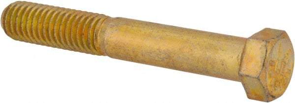 Value Collection - 7/16-14 UNC, 3" Length Under Head Hex Head Cap Screw - Partially Threaded, Grade 8 Alloy Steel, Zinc-Plated Finish, 5/8" Hex - USA Tool & Supply
