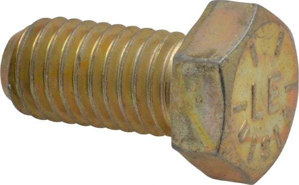 Value Collection - 1/2-13 UNC, 1" Length Under Head Hex Head Cap Screw - Fully Threaded, Grade 8 Alloy Steel, Zinc-Plated Finish, 3/4" Hex - USA Tool & Supply