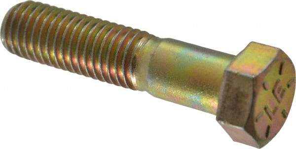Value Collection - 1/2-13 UNC, 2-1/4" Length Under Head Hex Head Cap Screw - Partially Threaded, Grade 8 Alloy Steel, Zinc-Plated Finish, 3/4" Hex - USA Tool & Supply