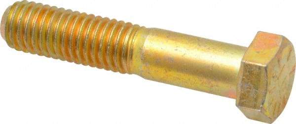 Value Collection - 1/2-13 UNC, 2-1/2" Length Under Head Hex Head Cap Screw - Partially Threaded, Grade 8 Alloy Steel, Zinc-Plated Finish, 3/4" Hex - USA Tool & Supply