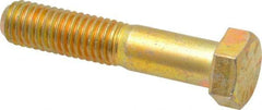 Value Collection - 1/2-13 UNC, 2-1/2" Length Under Head Hex Head Cap Screw - Partially Threaded, Grade 8 Alloy Steel, Zinc-Plated Finish, 3/4" Hex - USA Tool & Supply
