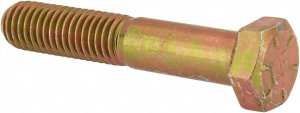 Value Collection - 1/2-13 UNC, 2-3/4" Length Under Head Hex Head Cap Screw - Partially Threaded, Grade 8 Alloy Steel, Zinc-Plated Finish, 3/4" Hex - USA Tool & Supply
