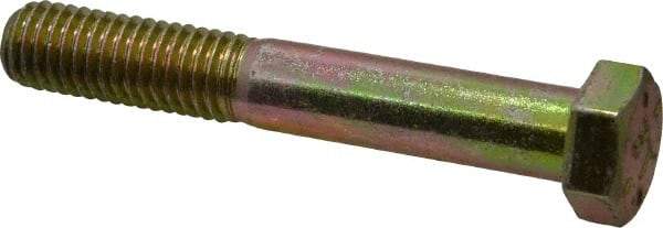 Value Collection - 1/2-13 UNC, 3-1/4" Length Under Head Hex Head Cap Screw - Partially Threaded, Grade 8 Alloy Steel, Zinc-Plated Finish, 3/4" Hex - USA Tool & Supply