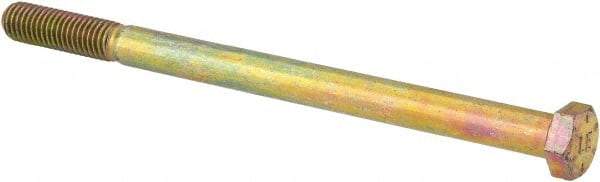 Value Collection - 1/2-13 UNC, 7-1/2" Length Under Head Hex Head Cap Screw - Partially Threaded, Grade 8 Alloy Steel, Zinc-Plated Finish, 3/4" Hex - USA Tool & Supply