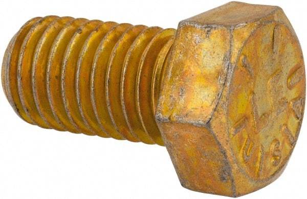 Value Collection - 9/16-12 UNC, 1" Length Under Head Hex Head Cap Screw - Fully Threaded, Grade 8 Alloy Steel, Zinc-Plated Finish, 13/16" Hex - USA Tool & Supply