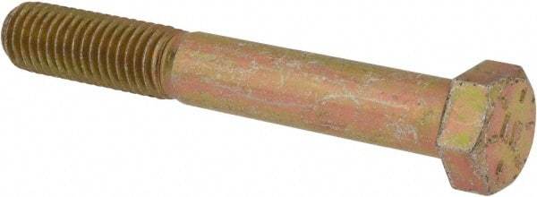 Value Collection - 9/16-12 UNC, 4" Length Under Head Hex Head Cap Screw - Partially Threaded, Grade 8 Alloy Steel, Zinc-Plated Finish, 13/16" Hex - USA Tool & Supply