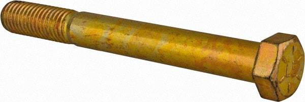 Value Collection - 9/16-12 UNC, 5" Length Under Head Hex Head Cap Screw - Partially Threaded, Grade 8 Alloy Steel, Zinc-Plated Finish, 13/16" Hex - USA Tool & Supply