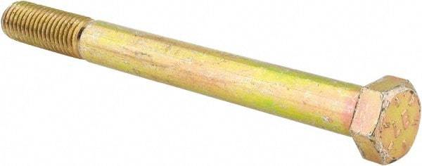 Value Collection - 9/16-12 UNC, 6" Length Under Head Hex Head Cap Screw - Partially Threaded, Grade 8 Alloy Steel, Zinc-Plated Finish, 13/16" Hex - USA Tool & Supply