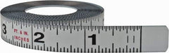 Starrett - 12 Ft. Long x 1/2 Inch Wide, 1/32 and 1/16 Inch Graduation, White, Steel Adhesive Tape Measure - Reads Right to Left - USA Tool & Supply