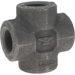 Made in USA - Size 1", Class 3,000, Forged Carbon Steel Black Pipe Cross - 3,000 psi, Threaded End Connection - USA Tool & Supply