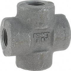 Made in USA - Size 1/2", Class 3,000, Forged Carbon Steel Black Pipe Cross - 3,000 psi, Threaded End Connection - USA Tool & Supply