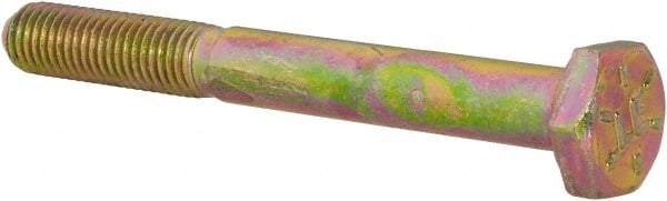 Value Collection - 1/4-28 UNF, 2-1/4" Length Under Head Hex Head Cap Screw - Partially Threaded, Grade 8 Alloy Steel, Zinc-Plated Finish, 7/16" Hex - USA Tool & Supply