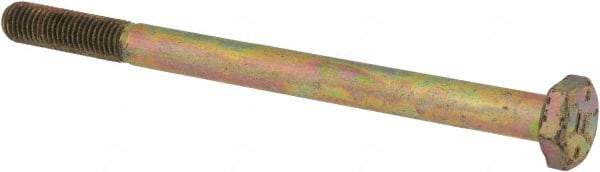 Value Collection - 1/4-28 UNF, 3-1/2" Length Under Head Hex Head Cap Screw - Partially Threaded, Grade 8 Alloy Steel, Zinc-Plated Finish, 7/16" Hex - USA Tool & Supply