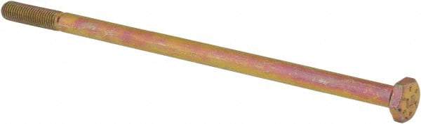 Value Collection - 1/4-28 UNF, 5-1/2" Length Under Head Hex Head Cap Screw - Partially Threaded, Grade 8 Alloy Steel, Zinc-Plated Finish, 7/16" Hex - USA Tool & Supply