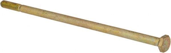 Value Collection - 1/4-28 UNF, 6" Length Under Head Hex Head Cap Screw - Partially Threaded, Grade 8 Alloy Steel, Zinc-Plated Finish, 7/16" Hex - USA Tool & Supply