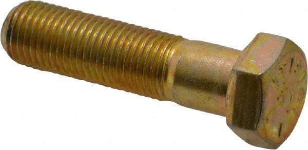 Value Collection - 3/8-24 UNF, 1-1/2" Length Under Head Hex Head Cap Screw - Partially Threaded, Grade 8 Alloy Steel, Zinc-Plated Finish, 9/16" Hex - USA Tool & Supply