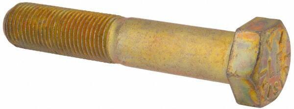 Made in USA - 1/2-20 UNF, 2-3/4" Length Under Head Hex Head Cap Screw - Partially Threaded, Grade 8 Alloy Steel, Zinc-Plated Finish, 3/4" Hex - USA Tool & Supply