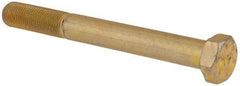 Made in USA - 1/2-20 UNF, 4-1/2" Length Under Head Hex Head Cap Screw - Partially Threaded, Grade 8 Alloy Steel, Zinc-Plated Finish, 3/4" Hex - USA Tool & Supply