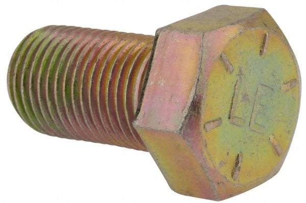 Value Collection - 9/16-18 UNF, 1" Length Under Head Hex Head Cap Screw - Fully Threaded, Grade 8 Alloy Steel, Zinc-Plated Finish, 13/16" Hex - USA Tool & Supply
