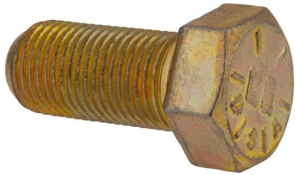 Value Collection - 9/16-18 UNF, 1-1/4" Length Under Head Hex Head Cap Screw - Fully Threaded, Grade 8 Alloy Steel, Zinc-Plated Finish, 13/16" Hex - USA Tool & Supply