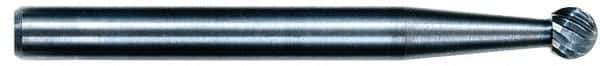 M.A. Ford - 1/8" Cut Diam, 1/8" Shank Diam, Oval Head Single Cut Burr - Carbide, Radius End, 7/32" LOC, 3" OAL - USA Tool & Supply
