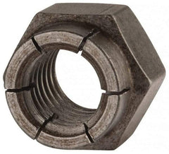 Flex-Loc - 1/2-13 UNC Grade 2 Hex Lock Nut with Expanding Flex Top - 3/4" Width Across Flats, 39/64" High, Uncoated - USA Tool & Supply