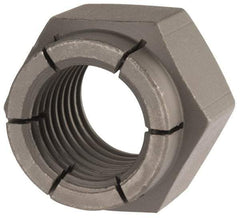 Flex-Loc - 1-8 UNC Grade 2 Hex Lock Nut with Expanding Flex Top - 1-7/16" Width Across Flats, Uncoated, Meets Military Specifications - USA Tool & Supply