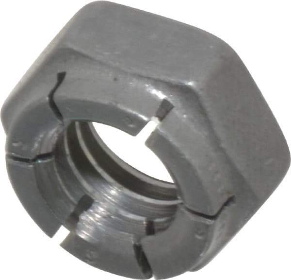 Flex-Loc - 3/8-16 UNC Grade 2 Hex Lock Nut with Expanding Flex Top - 9/32" High, Uncoated, Meets Military Specifications - USA Tool & Supply