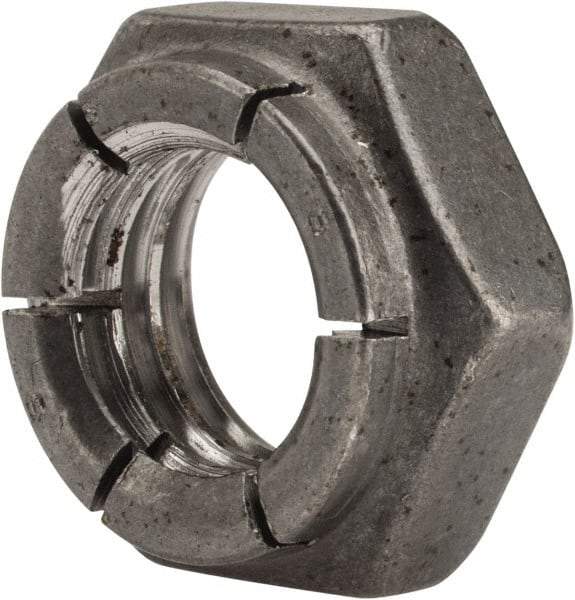 Flex-Loc - 1/2-13 UNC Grade 2 Hex Lock Nut with Expanding Flex Top - 21/64" High, Uncoated, Meets Military Specifications - USA Tool & Supply