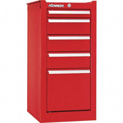 Kennedy - 5 Drawer Red Side Cabinet - 13-5/8" Wide x 29" High x 20" Deep, Use with 29" Wide Roller Cabinet - USA Tool & Supply