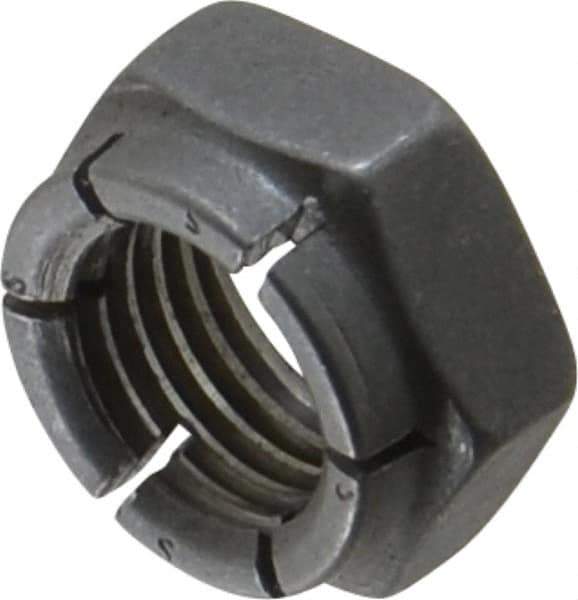 Flex-Loc - 7/16-20 UNJF Grade 2 Hex Lock Nut with Expanding Flex Top - 21/64" High, Uncoated, Meets Military Specifications - USA Tool & Supply