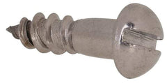 Value Collection - #6, 1/2" Length Under Head, Slotted Drive, Round Head Wood Screw - Stainless Steel, Grade 18-8 - USA Tool & Supply