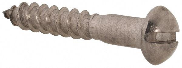 Value Collection - #8, 1" Length Under Head, Slotted Drive, Round Head Wood Screw - Stainless Steel, Grade 18-8 - USA Tool & Supply