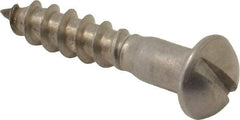 Value Collection - #10, 1" Length Under Head, Slotted Drive, Round Head Wood Screw - Stainless Steel, Grade 18-8 - USA Tool & Supply