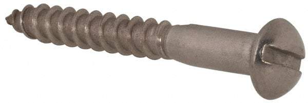 Value Collection - #10, 1-1/2" Length Under Head, Slotted Drive, Round Head Wood Screw - Stainless Steel, Grade 18-8 - USA Tool & Supply