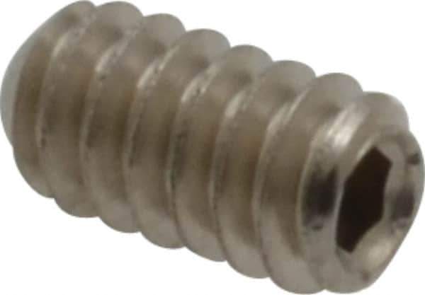 Value Collection - #6-32 UNC, 1/4" OAL, Cup Point Set Screw - Grade 316 Stainless Steel, 1/16" Key - USA Tool & Supply