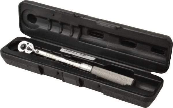 CDI - 1/4" Drive Micrometer Torque Wrench - 2.8 N/m to 15 N/m Torque, 10-5/32" OAL, 0.12 N/m Graduation, Ratcheting with Reverse Lever Head - USA Tool & Supply
