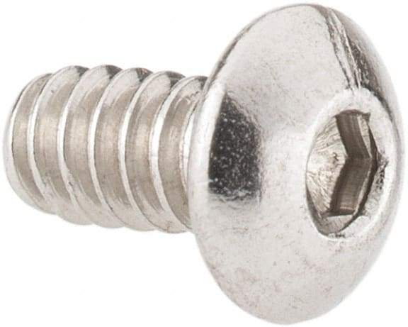 Value Collection - #6-32 UNC Hex Socket Drive, Button Screw - Grade 18-8 Stainless Steel, Uncoated, Fully Threaded, 1/4" Length Under Head - USA Tool & Supply