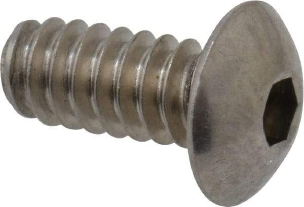Value Collection - #6-32 UNC Hex Socket Drive, Button Screw - Grade 18-8 Stainless Steel, Uncoated, Fully Threaded, 5/16" Length Under Head - USA Tool & Supply