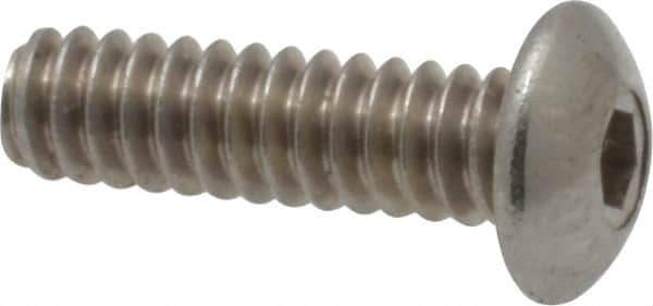 Value Collection - #6-32 UNC Hex Socket Drive, Button Screw - Grade 18-8 Stainless Steel, Uncoated, Fully Threaded, 1/2" Length Under Head - USA Tool & Supply