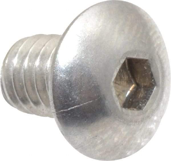 Value Collection - #8-32 UNC Hex Socket Drive, Button Screw - Grade 18-8 Stainless Steel, Uncoated, Fully Threaded, 1/4" Length Under Head - USA Tool & Supply