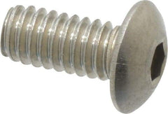 Value Collection - #8-32 UNC Hex Socket Drive, Button Screw - Grade 18-8 Stainless Steel, Uncoated, Fully Threaded, 3/8" Length Under Head - USA Tool & Supply