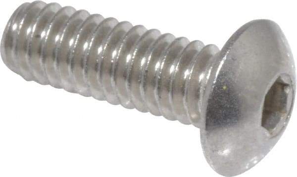 Value Collection - #8-32 UNC Hex Socket Drive, Button Screw - Grade 18-8 Stainless Steel, Uncoated, Fully Threaded, 1/2" Length Under Head - USA Tool & Supply