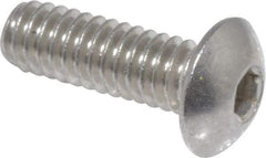 Value Collection - #8-32 UNC Hex Socket Drive, Button Screw - Grade 18-8 Stainless Steel, Uncoated, Fully Threaded, 1/2" Length Under Head - USA Tool & Supply
