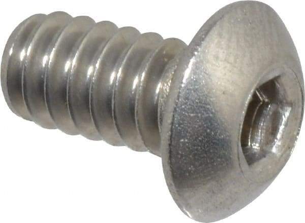 Value Collection - #10-24 UNC Hex Socket Drive, Button Screw - Grade 18-8 Stainless Steel, Uncoated, Fully Threaded, 3/8" Length Under Head - USA Tool & Supply